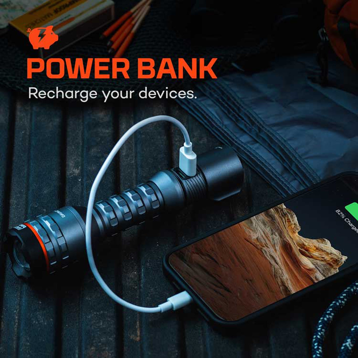 DAVINCI™ 800L, Rechargeable Flashlight + Power Bank